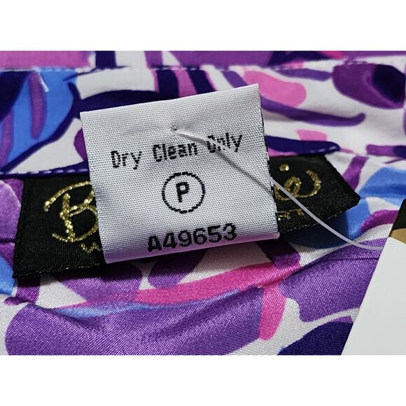 Bob Mackie Wearable Art Silk Shirt Purple Pink Cat Parrot Monkey Print 1X PLUS - Picture 3 of 10